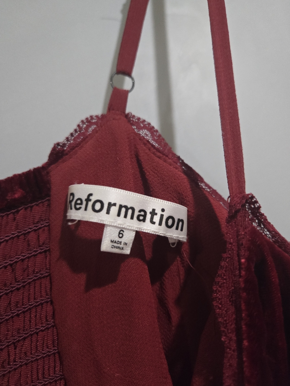 Reformation Pennington Dress Red Velvet Size 6 **read Description - Picture 7 of 11